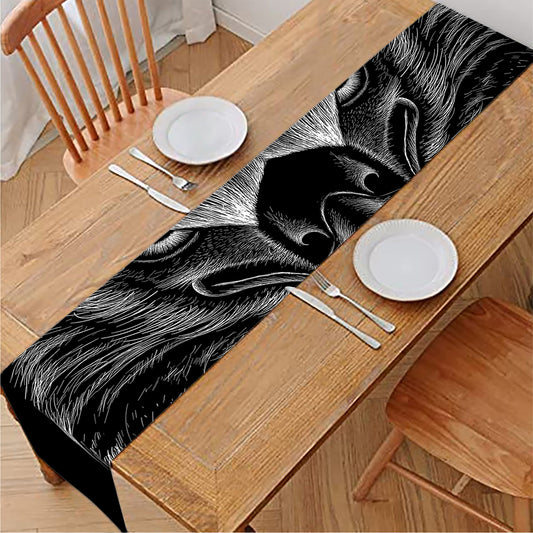 Black And White Eagle Print Table Runner