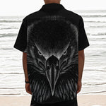 Black And White Eagle Print Textured Short Sleeve Shirt