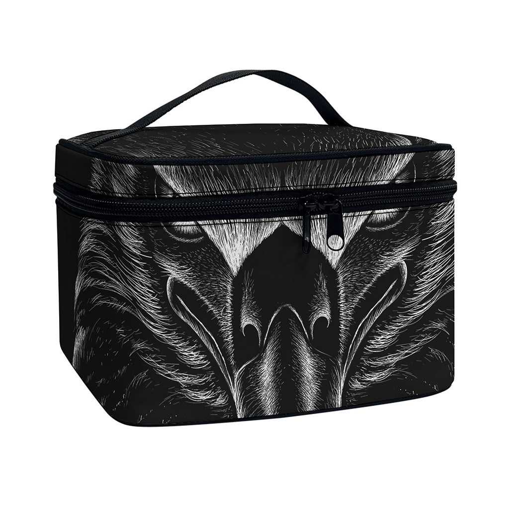 Black And White Eagle Print Travel Makeup Bag