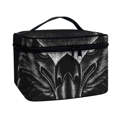 Black And White Eagle Print Travel Makeup Bag