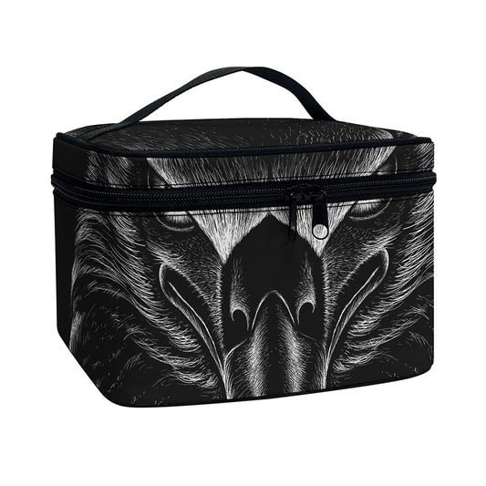 Black And White Eagle Print Travel Makeup Bag