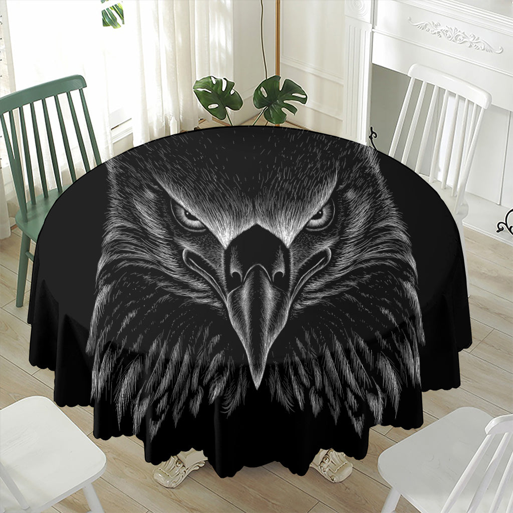 Black And White Eagle Print Waterproof Round Tablecloth