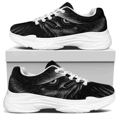 Black And White Eagle Print White Chunky Shoes
