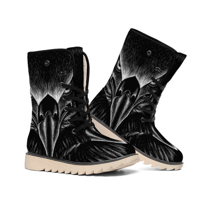 Black And White Eagle Print Winter Boots