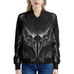 Black And White Eagle Print Women's Bomber Jacket