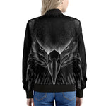 Black And White Eagle Print Women's Bomber Jacket
