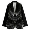 Black And White Eagle Print Women's Cotton Blazer
