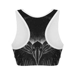 Black And White Eagle Print Women's Sports Bra