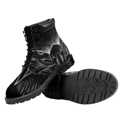 Black And White Eagle Print Work Boots