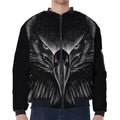 Black And White Eagle Print Zip Sleeve Bomber Jacket