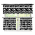 Black And White Egypt Pattern Print 3 Piece Kitchen Curtains