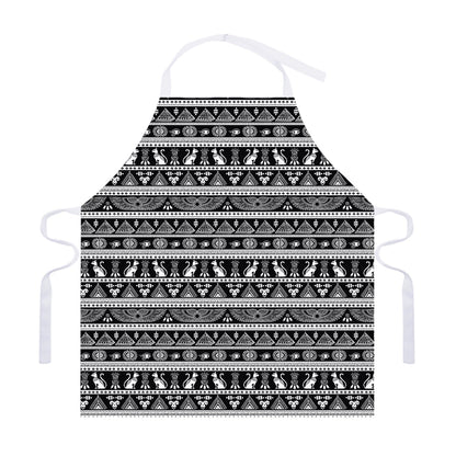 Black And White Egypt Pattern Print Adjustable Apron