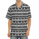 Black And White Egypt Pattern Print Aloha Shirt