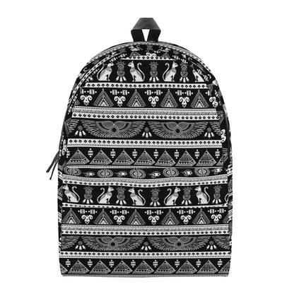 Black And White Egypt Pattern Print Backpack