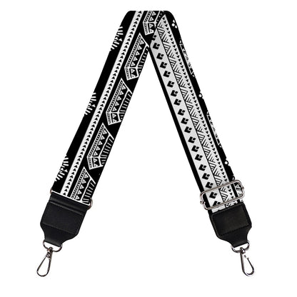 Black And White Egypt Pattern Print Bag Strap
