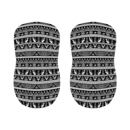 Black And White Egypt Pattern Print Bar Stool Covers