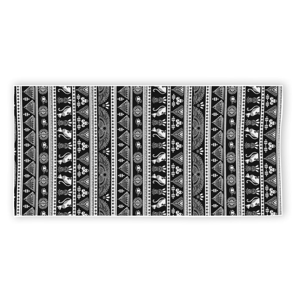 Black And White Egypt Pattern Print Beach Towel