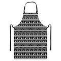 Black And White Egypt Pattern Print Bib Apron With Pocket