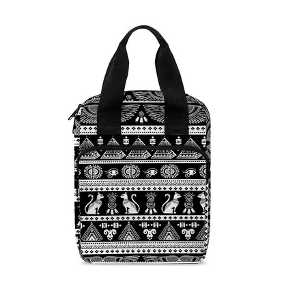 Black And White Egypt Pattern Print Bible Tote Bag