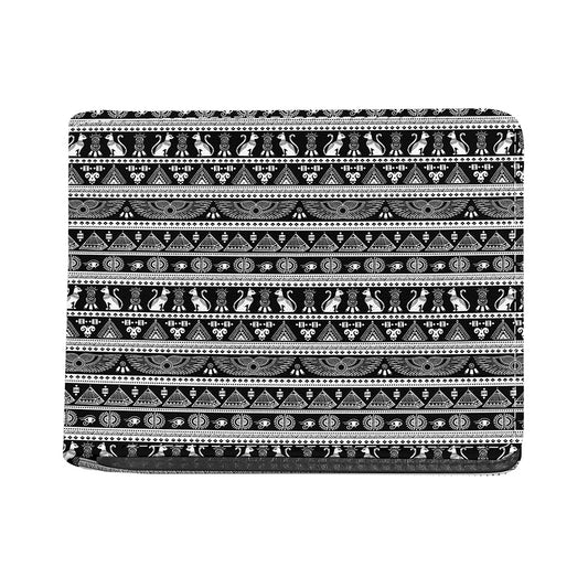 Black And White Egypt Pattern Print Bifold Wallet