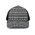 Black And White Egypt Pattern Print Black Mesh Trucker Hat