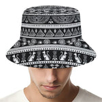 Black And White Egypt Pattern Print Bucket Hat