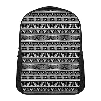 Black And White Egypt Pattern Print Casual Backpack