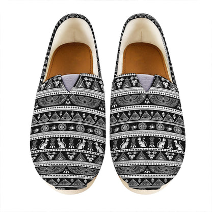 Black And White Egypt Pattern Print Casual Shoes