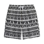 Black And White Egypt Pattern Print Cotton Shorts