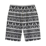Black And White Egypt Pattern Print Cotton Shorts