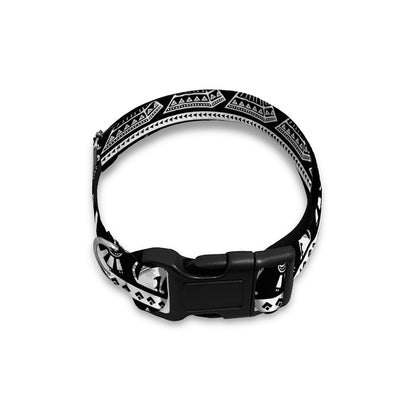 Black And White Egypt Pattern Print Dog Collar