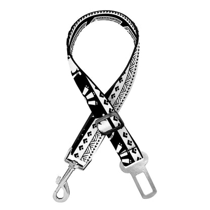 Black And White Egypt Pattern Print Dog Seat Belt