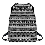 Black And White Egypt Pattern Print Drawstring Backpack