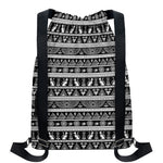 Black And White Egypt Pattern Print Drawstring Backpack