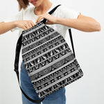 Black And White Egypt Pattern Print Drawstring Backpack