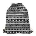 Black And White Egypt Pattern Print Drawstring Bag