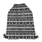 Black And White Egypt Pattern Print Drawstring Bag