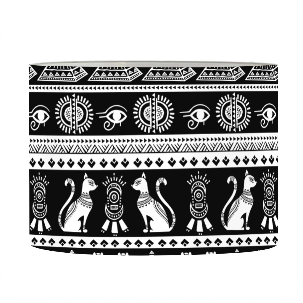 Black And White Egypt Pattern Print Drum Lamp Shade