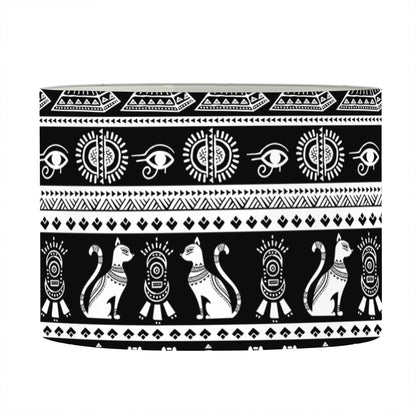 Black And White Egypt Pattern Print Drum Lamp Shade
