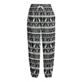 Black And White Egypt Pattern Print Fleece Lined Knit Pants