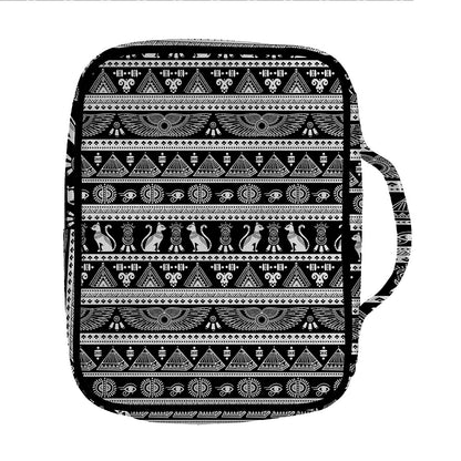 Black And White Egypt Pattern Print Front Pocket Bible Bag