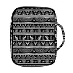 Black And White Egypt Pattern Print Front Pocket Bible Bag