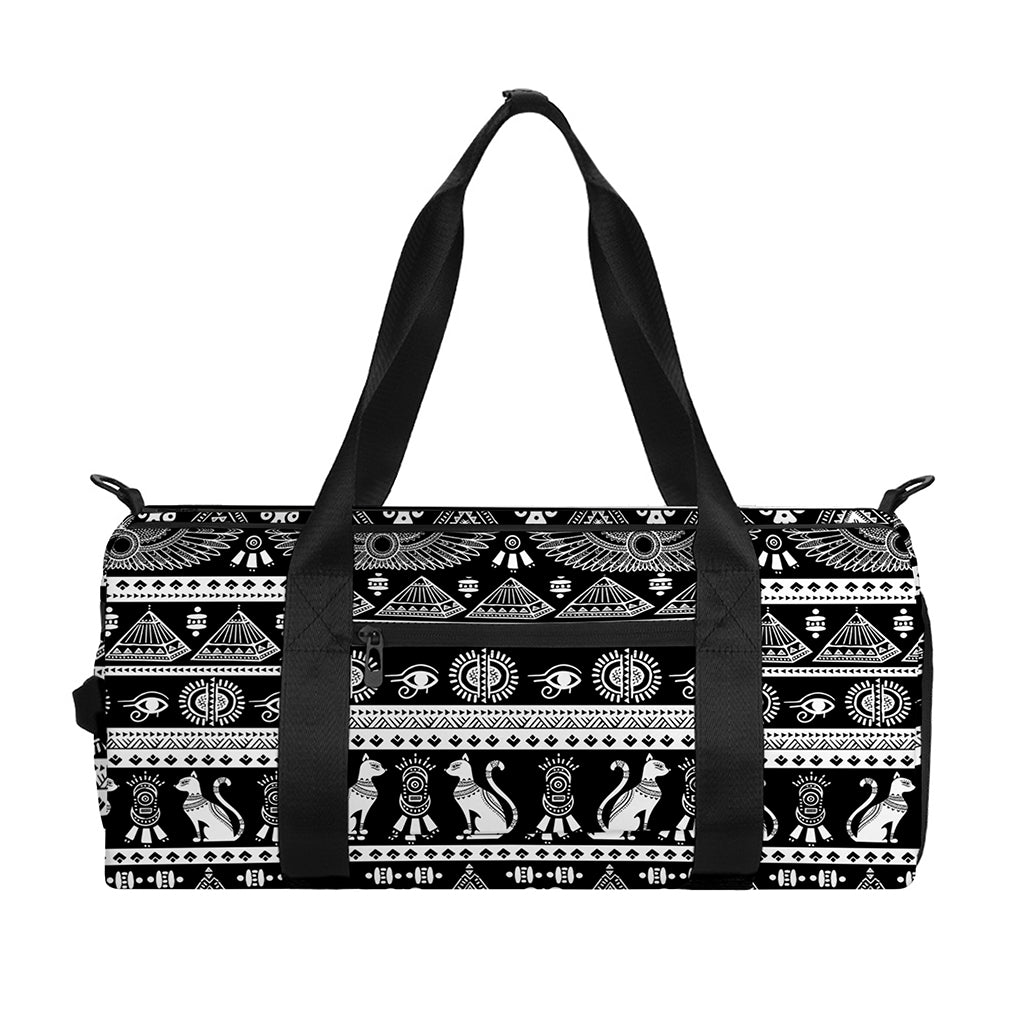 Black And White Egypt Pattern Print Gym Bag