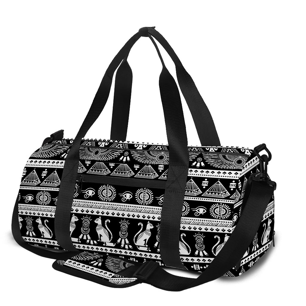 Black And White Egypt Pattern Print Gym Bag