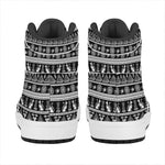 Black And White Egypt Pattern Print High Top Leather Sneakers