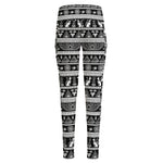 Black And White Egypt Pattern Print High-Waisted Pocket Leggings