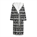Black And White Egypt Pattern Print Hooded Bathrobe