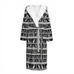 Black And White Egypt Pattern Print Hooded Bathrobe