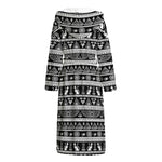 Black And White Egypt Pattern Print Hooded Bathrobe