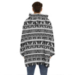 Black And White Egypt Pattern Print Hoodie Blanket